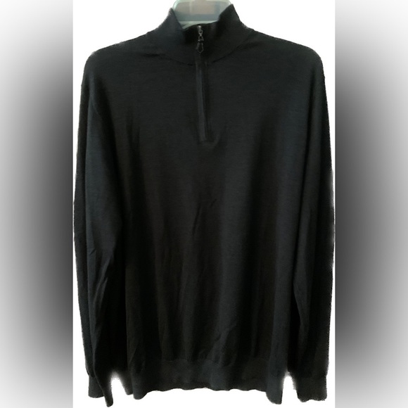 Alan Paine England Men's 1/4 Zip Sweater Cashmere Silk Fine Wool Black XL GIFT - Picture 1 of 5